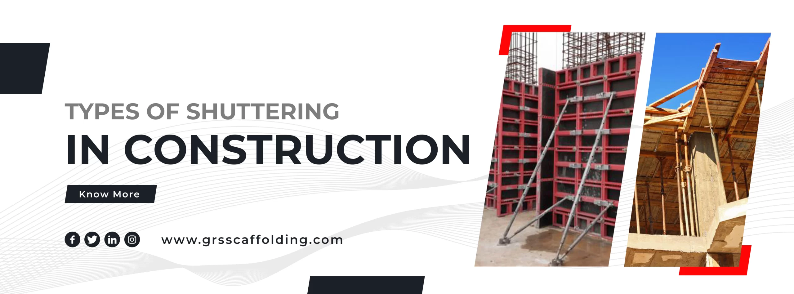 types of shuttering in construction work banner design 2022